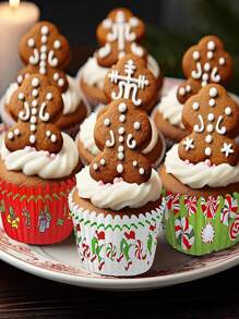600Pcs Christmas Cupcake Liners Funny Cartoon Character Cupcake Wrappers Baking Cups Holders Red Green Muffin Liners For Xmas Holiday Birthday Party Candy Make Baking Supplies Christmas Christmas Decor Christmas Decorations Christmas Gifts