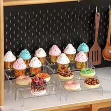 1件/3件/4件/5件套装亚克力展示架透明产品支架，纸杯蛋糕架甜品展示透明展示架，糖果棒架，人物亚克力升降展示架，矩形加宽分层展示架，桌面展示架，用于收藏品，甜品展示，小雕像展示和桌面组织，办公室和宿舍配件，家庭收纳用品，房间装饰，厨房，圣诞礼物 - 無色 - 查看 11