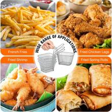 1/5 Pieces Mini Square Fry Basket Steel French Fry Chip Basket Food Baskets For Serving Stainless Steel Fry Basket With Handle Reusable Fries Holder Mini Deep Fryer With Basket For Home Decor