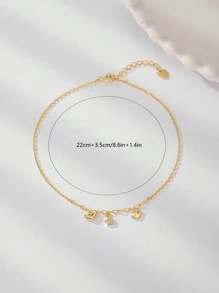 1 Stück 925 Sterling Silber Fußkettchen mit niedlichem Mini Stern, Krone und Herz Design, modisches Geburtstagsgeschenk für den täglichen Gebrauch