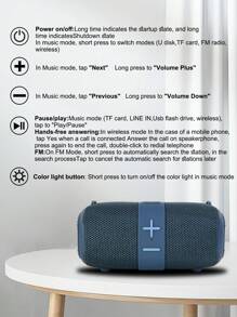 T&G Altavoz portátil inalámbrico compatible con mensajería transversal al aire libre TG667, altavoz pequeño y lindo reproductor de música, compatible con USB/tarjetF/radio FM, conecta teléfono móvil/tableta/TV, conexión dentro de 10 metros - Azul - Ver 8