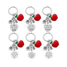 6pcs/Set Stainless Steel Keychain Set, Street Style Gift For Teachers' Day, Valentine's Day, Christmas, Birthday - Multicolor - View 3
