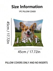 1pc Personalized Pet Photo Printed Pillow Case, Customized Throw Pillow Cover, Wedding Couple Memorabilia, Without Filler, Holiday Gift, Gift For Best Friend, Gift For Mom/Dad - Multicolor - View 2