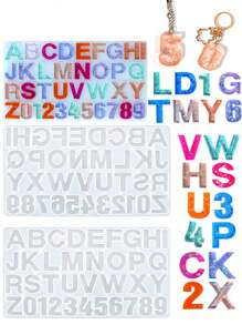 Alphabet Silicone Resin Casting Molds Kit, Reversed Letters & Numbers Epoxy Casting Molds With Pin Vise Set For DIY Making Keychain/House Number Resin Crafts