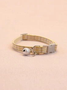 1 szt. Nowa obroża w kratę poliester w kratkę naszyjnik dla kota i psa z uroczym dzwonkiem dla małych i średnich zwierząt