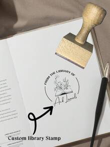 BOOK STAMP PERSONALIZED | Custom Library Stamp | Self-Inking Stamp | From The Library Of Stamp | Book Lover Gift | Christmas Gift Back To School,Back To School,School Supplies,Customized Stamps,Easy Comfort,Office Decor - Khaki - View 13