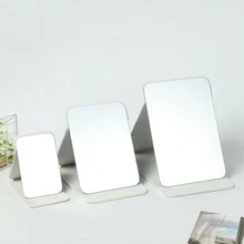 1pc Folding Makeup Mirror With Cosmetic Desktop Standing For Travel, Vanity Table, Room Decor, Dormitory, Beauty Gifts (Rectangular)(Carton Packaging) - Black - View 2