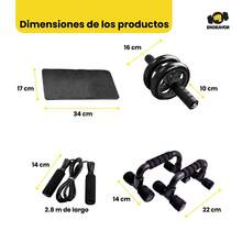 Kit Rodillo Abdominal 5 en 1 INCLUYE Bandas Elasticas - Negro - Ver 6