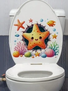 mama look 1 件/2 件/3 件卡通海洋动物马桶贴纸适用于浴室马桶贴纸装饰可移除 PVC 马桶座贴花壁画、贴纸、墙贴花、乙烯基贴花用于家居装饰、春季装饰品让您的家焕然一新、拉玛装饰贴纸 - 彩色 - 查看 17