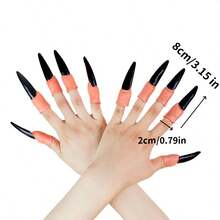 10Pcs Halloween  & Zombie Finger Nail Covers - Perfect For Cosplay & Party Decorations, Durable Rubber Material - Black - View 4