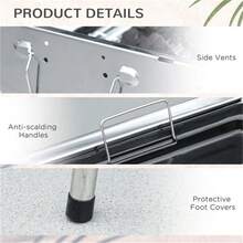 41" X 27" Portable Stainless Steel Charcoal Grill, Foldable BBQ For Camping, Garden, Backyard Parties, Picnics, And Outdoor Cooking - 銀色 - 查看 6