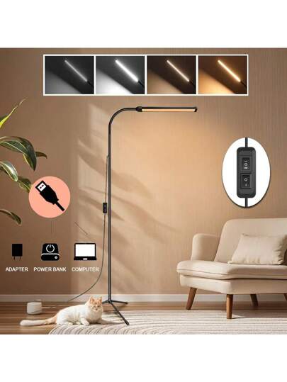 1PC Gooseneck Led Vloer Lamp, Adjustable Temperature Dimmable, Reading In Living Rooms, Bedrooms, Offices, Multipurpose Lighting Eyelash Extensions, Makeup, Skincare view 3