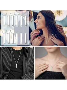 1pc Personalized Stainless Steel Engraved Bar Pendant With Birthstone Necklace For ID Gift For Couple Friend And Family