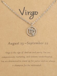 1pc 12 Constellations Symbol Stainless Steel Pendant Necklace With Stainless Steel Chain - Silver - View 12