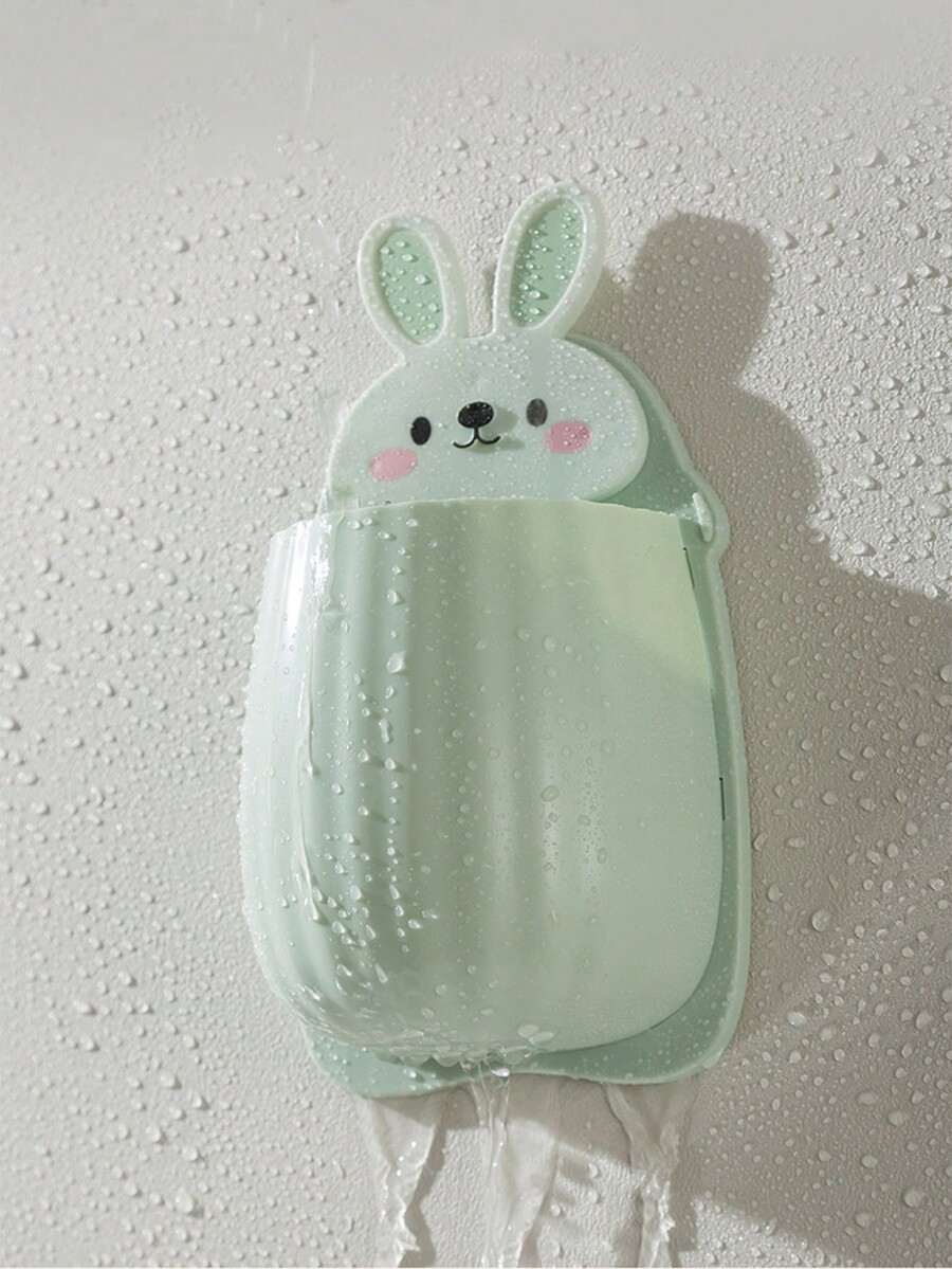 1pc Rabbit Cartoon WallMounted Storage Rack Without Drilling, Strong