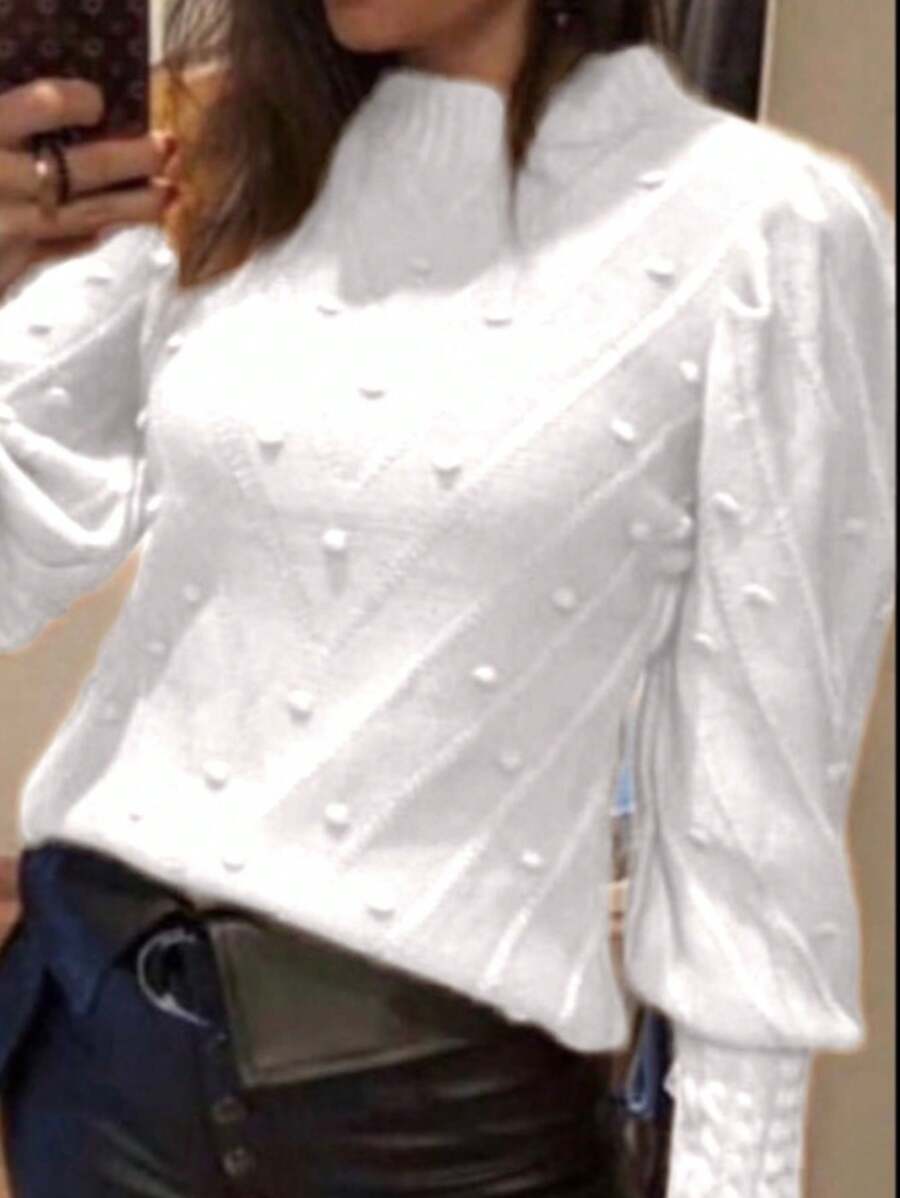 TRICOZHU Women's Blouse THICK WINTER KNITTING POLISH Blouse Long Sleeve FASHION 2023 - trắng - Xem 1