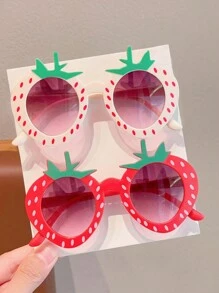 2/4件装儿童可爱草莓时尚眼镜，仅供卡片展示，不含运费 - 彩色 - 查看 7