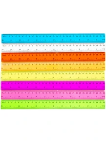 8 pièces/set Règle en plastique colorée de 30 cm pour étudiants, ensemble de règles de mesure multifonctionnel et précis - multicolore aléatoire - Voir 1