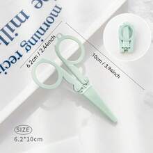 1 pieza Tijeras pequeñas plegables y coloridas con cubierta protectora, almacenamiento compacto