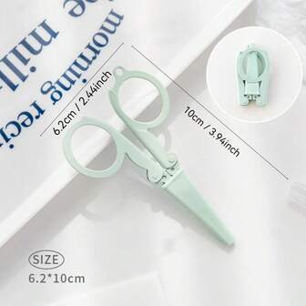 1 st färgglad hopfällbar liten sax med skyddsfodral, kompakt förvaring