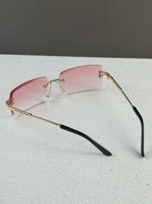 Tropiscape 1副金属无框矩形时尚眼镜，粉色，适合户外/旅行，春夏亮丽色彩，营造度假氛围，休闲海滩，秋季圣诞节，冬季圣诞节礼物 - 漸層粉紅色 - 查看 5