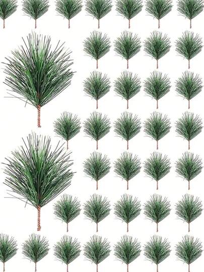 15/10pcs Artificial Green Pine Needle Branches, Small Pine Branch Stems - Fake Green Pine Sticks For Christmas Flower Arrangements Wreath And Home Holiday Garden Decorations, Party Gifts Decorations Christmas Tree Ornaments Arrangement Accessories,Christmas