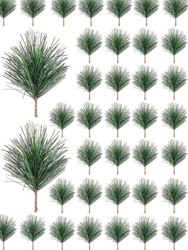 15/10pcs Artificial Green Pine Needle Branches, Small Pine Branch Stems - Fake Green Pine Sticks For Christmas Flower Arrangements Wreath And Home Holiday Garden Decorations, Party Gifts Decorations Christmas Tree Ornaments Arrangement Accessories,Christmas