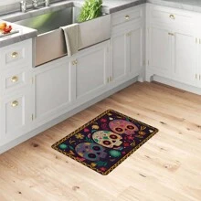 1pc Thickened 0.47 Inch/1.2cm Skull Non-Slip Kitchen Mats,Perfect For Halloween, Day Of The Dead & Easter Decor,Durable,Non-Slip,For Bedroom, Living Room, Laundry, And Bathroom,Halloween Decor,Home Decor Halloween Party - Multicolor - View 12