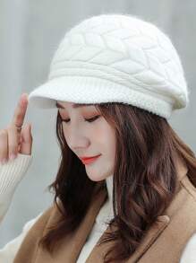 Polyester Baskenmütze für Damen, lässig, elegant, vintage und warm gestrickt, für den Winter