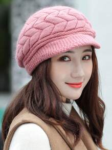 Polyester Baskenmütze für Damen, lässig, elegant, vintage und warm gestrickt, für den Winter