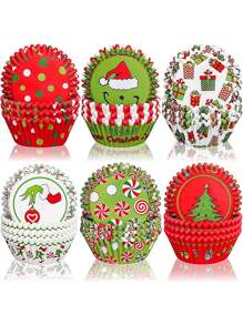 600Pcs Christmas Cupcake Liners Funny Cartoon Character Cupcake Wrappers Baking Cups Holders Red Green Muffin Liners For Xmas Holiday Birthday Party Candy Make Baking Supplies Christmas Christmas Decor Christmas Decorations Christmas Gifts