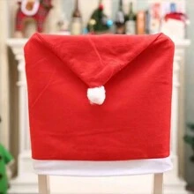 1pc Christmas Red Decorative Chair Cover, For Holiday Decoration,Christmas