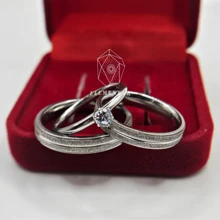 Par Aliança Namoro Compromisso Diamantada Brilhante friso fina 4mm Aço 316L