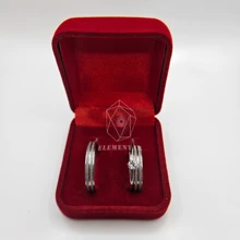 Par Aliança Namoro Compromisso Diamantada Brilhante friso fina 4mm Aço 316L