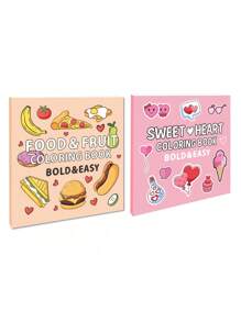 1pc Creative Coloring Cards For Sweet Heart Cartoon Doodle Coloring Book, Birthday/Holiday Gift Back To School - Yellow+Pink - View 1