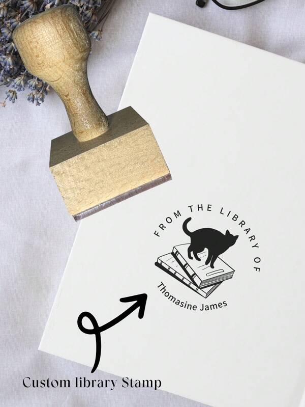 Cat Book Stamp | Personalized Book Stamp | Personalized Ink Pad | Custom Stamp | Stamp | Gift | Library Stamp | Library Of Stamp Back To School,Back To School,School Supplies