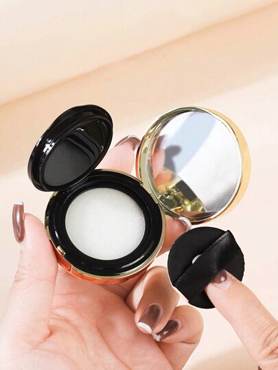 1pc Black & Gold Mini Makeup Sponge Puff Compact Mirror, Foundation Liquid Container, Concealer, Suitable For Travel & Portable Use, 6g/13.5g,Makeup,Cheap,Room Decor,Vanity,Travel,Bedroom,Makeup Accessories