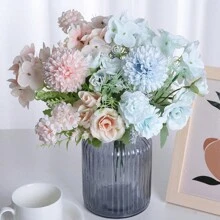 1 pieza Ramo artificial de 7 rosas para decoración del hogar, boda, fotografía - Multicolor - Ver 1