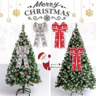 1pc Linen Checkered Bowknot Christmas Decoration, Holiday Party Hanging Ornament