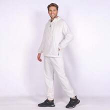 Men's 2-Piece Light Tracksuit Windbreaker Set Jogger Sauna GYM Set With Mesh Lining - 白色 - 查看 4
