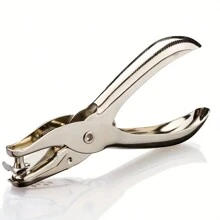 Metal Hole Punch Tool, 6mm Hole Size, Punches Up To 8 Sheets At A Time - White - View 1