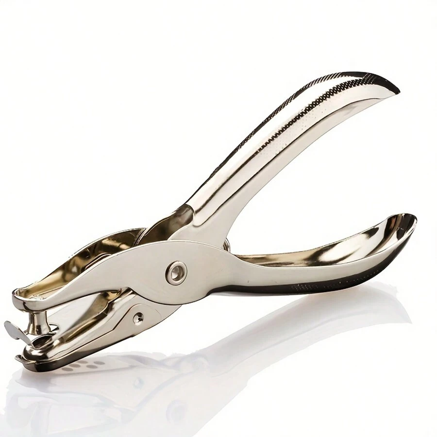 Metal Hole Punch Tool, 6mm Hole Size, Punches Up To 8 Sheets At A Time - White - View 1