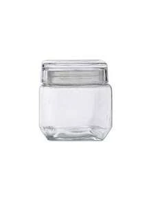 Square Airtight Pot Glass Lid Sophisticated Design Multipurpose Groceries 880ml - 無色 - 查看 1