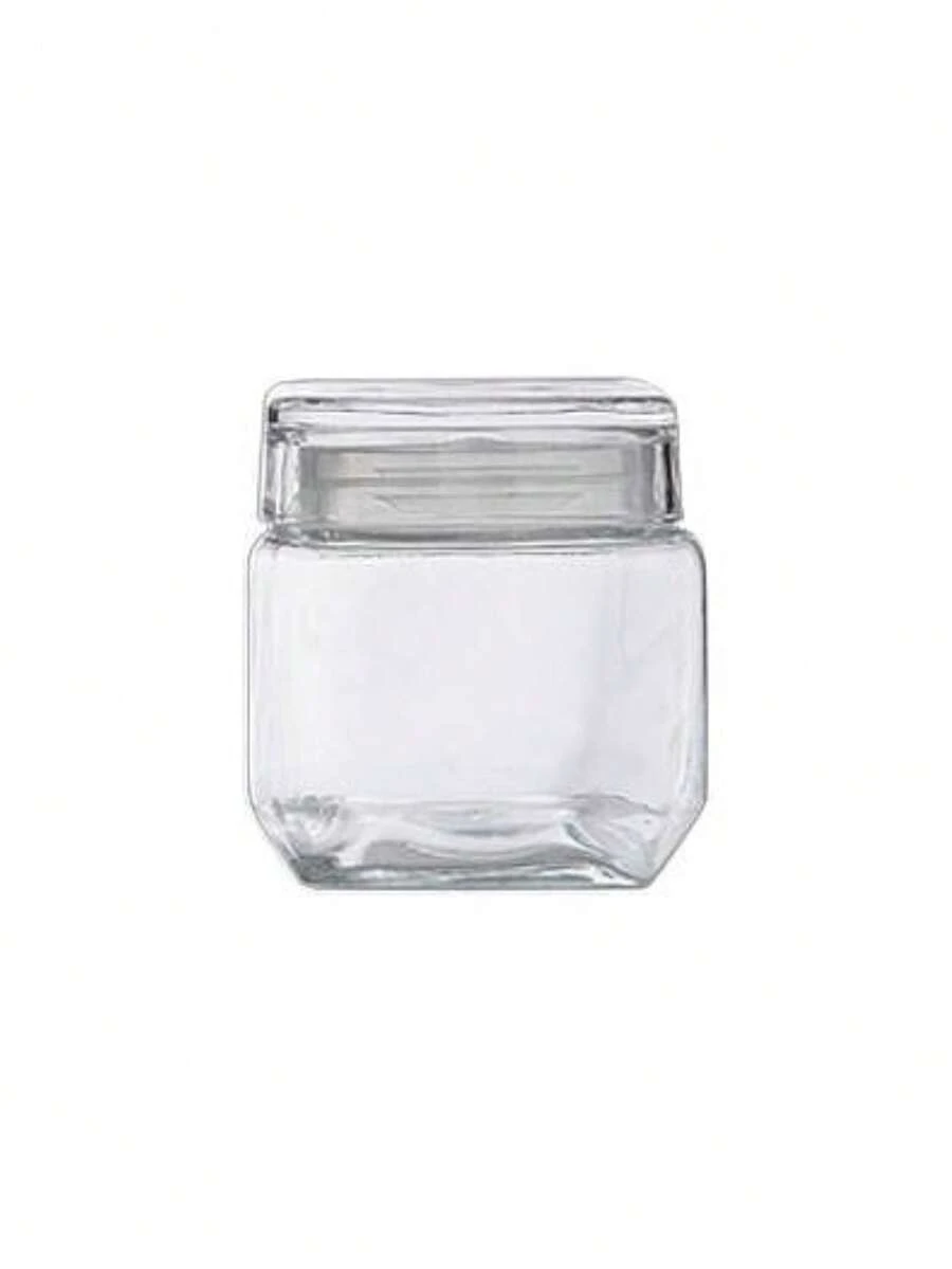 Square Airtight Pot Glass Lid Sophisticated Design Multipurpose Groceries 880ml - 無色 - 查看 1
