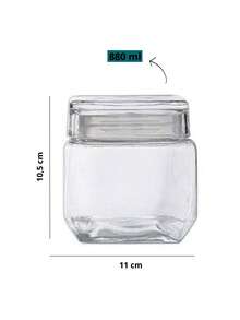 Square Airtight Pot Glass Lid Sophisticated Design Multipurpose Groceries 880ml - 無色 - 查看 4