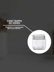 Square Airtight Pot Glass Lid Sophisticated Design Multipurpose Groceries 880ml - 無色 - 查看 3