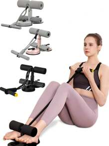 Sit Up Bar Floor, Portable Sit Up Exercise Equipment With 2 Strong Suction Cups And Adjustable Foot Holder, Abs Master Assistant Device For Home Workout With Massage Roller Gym Accessories, Deporte, Gimnasio, Ejercicio En Casa, Abdominales