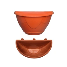 Kit 3 Half Moon Wall Pots Rattan Hanging Terracotta Plants Capacity 3L Easy To Install Sunlight Resistant - Orange - View 4