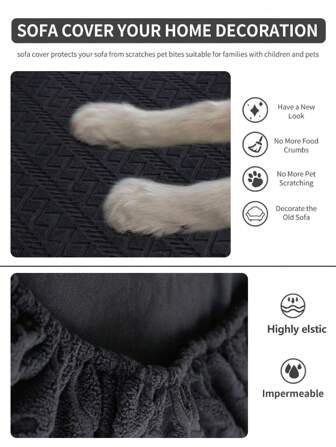 1pc All-Season Elastic Sofa Cover, Thickened Dustproof & Slip-Resistant Fabric Sofa Seat Cushions, Suitable For L-Shaped And 1/2/3/4-Seater Sofas, Machine Washable