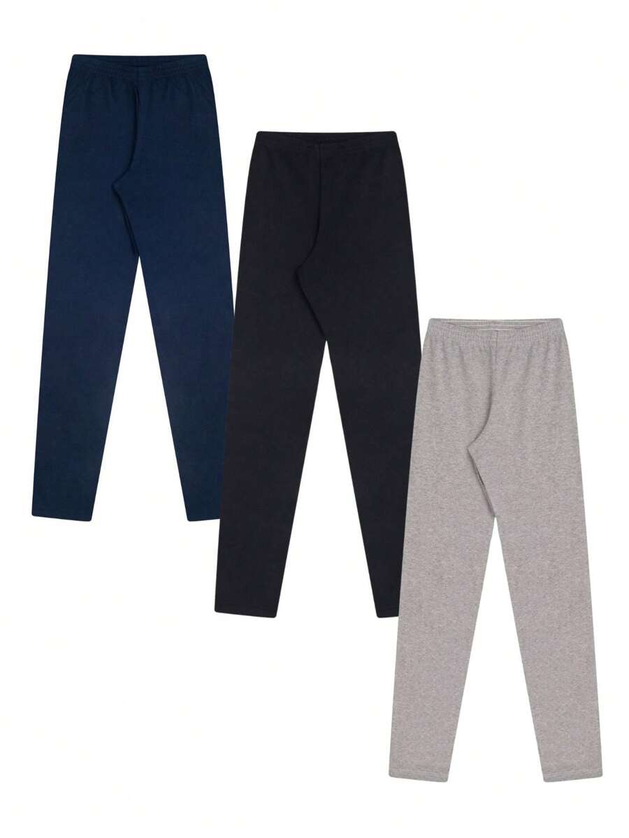 Kit 3 Warm Plush Winter Flannel Children's Leggings - 彩色 - 查看 1